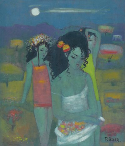 果実の採集（油彩・ボード 作： Endre Roder