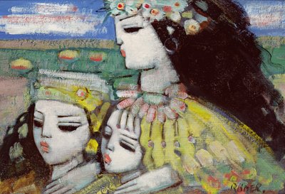 姉妹」または「末の妹」（油彩・ボード 作： Endre Roder