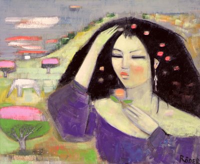 Tomoko Dreaming in English III（油彩・キャンバス 作： Endre Roder