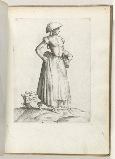 GallaまたはFlandrenを保管してください。 (オブジェクトのタイトル) Dienstbode uit Vlaanderen, gekleed volgens de mode van ca. 1550 私たちの時代のさまざまな国の態度（シリーズタイトル） 作： Enea Vico