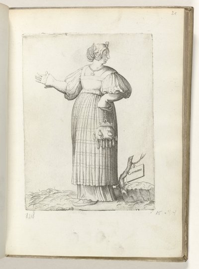 ドイツ語 (オブジェクトのタイトル) Vrouw gekleed volgens de Duitse mode ca 1550 私たちの時代のさまざまな国の態度（シリーズタイトル） 作： Enea Vico