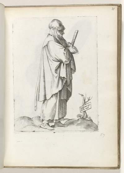 スペインの田舎の女性 (オブジェクトのタイトル) Vrouw naar rechts, gekleed in Spaanse kleding ca. 1550 私たちの時代のさまざまな国の態度（シリーズタイトル） 作： Enea Vico