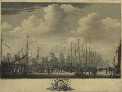 フリシンゲン港での艦隊の召集、1804年 作： Engel Hoogerheyden