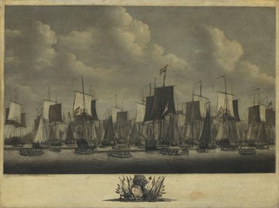 フリシンゲン港を出港する艦隊、1804年 作： Engel Hoogerheyden