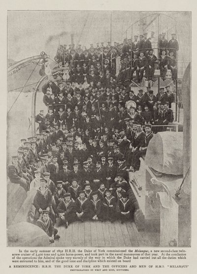 思い出、HRHヨーク公爵とHMS Melampusの役員と男性 作： English Photographer