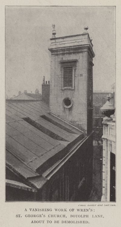 取り壊されようとしているWrens、St Georges Church、Botolph Laneの消失作品 作： English Photographer