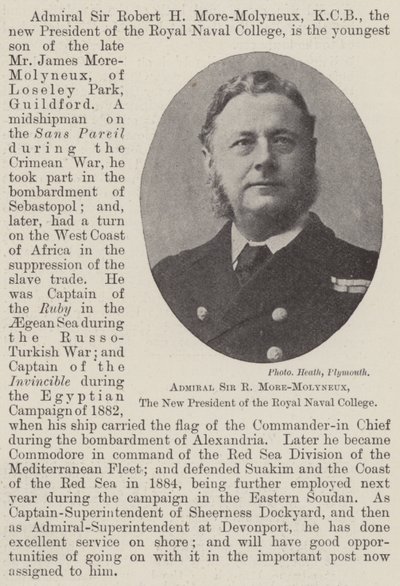 王立海軍兵学校の新学長、Sir R More-Molyneux提督 作： English Photographer