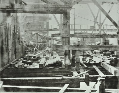 ブラックフライアーズブリッジ：建設工事が進行中、1869年 作： English Photographer