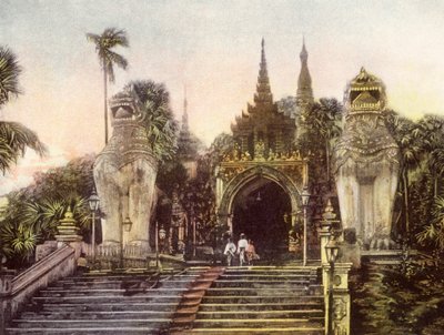 ビルマ／ミャンマーシュエ・ダゴン・パゴダの旧入口（カラー写真） 作： English Photographer