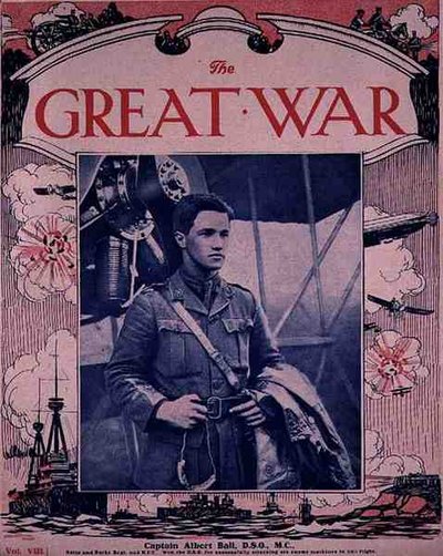 アルバート・ボール大尉（1896-1917）D.S.O., M.C.、「The Great War」第8巻の表紙（1917年頃）（フォトグラビア 作： English Photographer