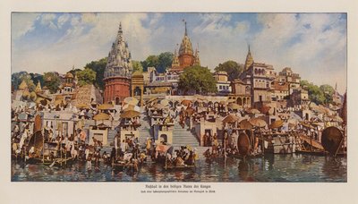 インド、ガンジス川沿いのバラナシのガート（カラー写真） 作： English Photographer