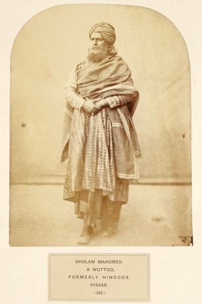 J. Forbes Watson著、The People of Indiaのヒンドゥー、以前はヒッサルであったWuttooのGholam Mahomedが1868年に出版（アルブメンプリント） 作： English Photographer