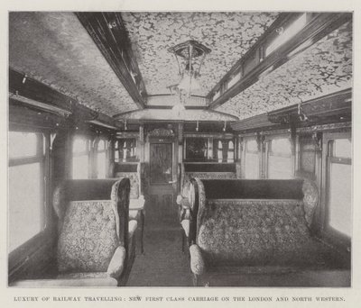鉄道旅行の贅沢、ロンドンとノースウエスタンの新しいファーストクラスキャリッジ 作： English Photographer