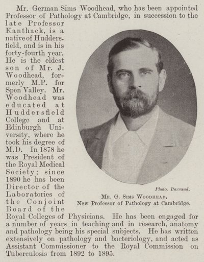 G Sims Woodhead氏、ケンブリッジの病理学の新教授 作： English Photographer