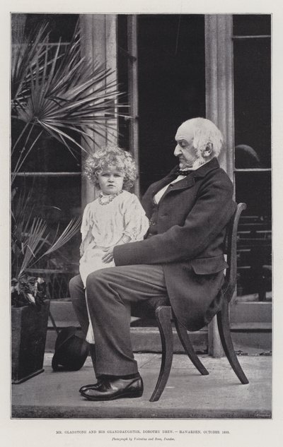 グラッドストーン氏と孫娘、ドロシードリュー、ハワーデン、1893年10月 作： English Photographer