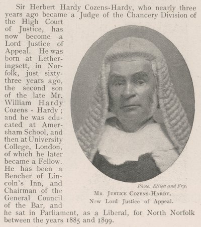 ジャスティス氏、Cozens-Hardy、新主審判事 作： English Photographer