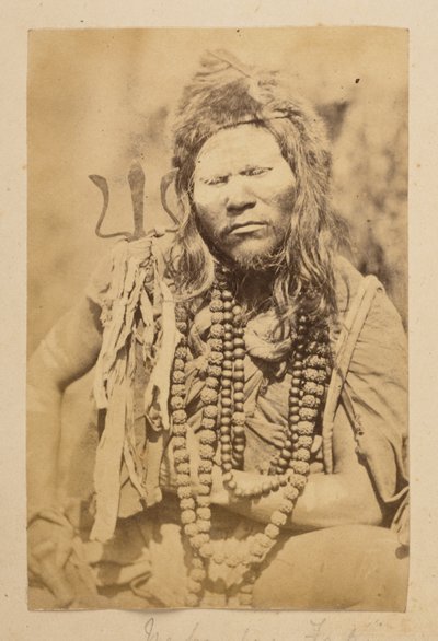「ダージリンの景色」より、ネパールのファキール 1870年代（白黒写真） 作： English Photographer