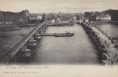 古い橋と水道橋、パトニー、1878 作： English Photographer