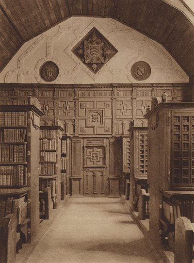 オックスフォードマートン・カレッジ、図書館、北端（モノクロ写真） 作： English Photographer