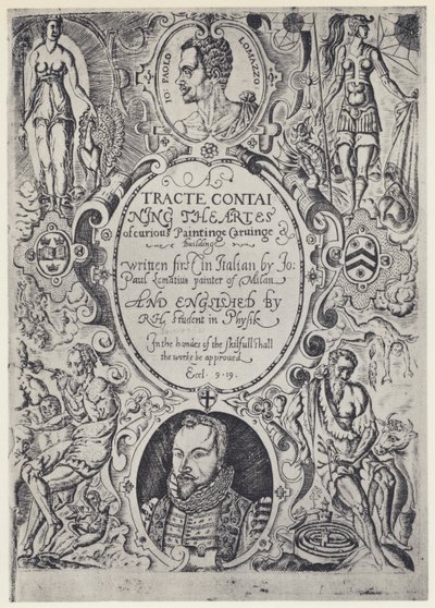 P Lomazzo, A Tracte containing the Artes of Cureous Paintinge, Tr R Haydock, J Barnes, Oxford 1598 (b/w photo) 作： English Photographer