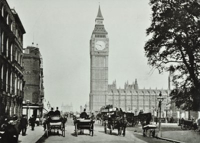 国会議事堂、ウェストミンスターLB：1895年にブリッジストリートを望む国会議事堂 作： English Photographer