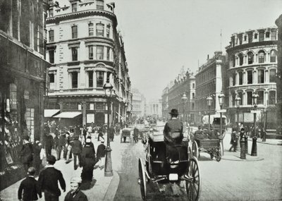 クイーンビクトリアストリート、ロンドン市クイーンストリートから東を見る、1890 作： English Photographer