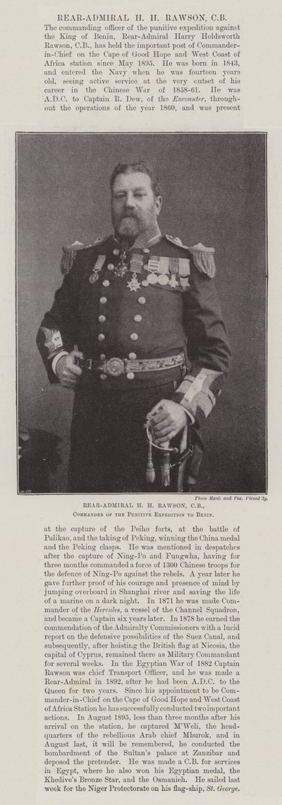 ベナンへの懲罰遠征隊の司令官、CB提督HM Rawson少将 作： English Photographer