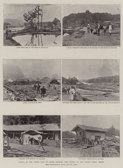 最近の津波の影響を示す日本の北東部の情景 作： English Photographer