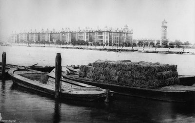 セントトーマス病院、アルバートエンバンクメント、c19世紀後半 作： English Photographer