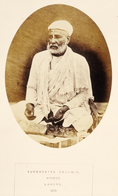 J.フォーブスワトソンによるインドの人々のSuroosatee Brahmin、Hindoo、Lahore、1868年出版（アルブメンプリント） 作： English Photographer