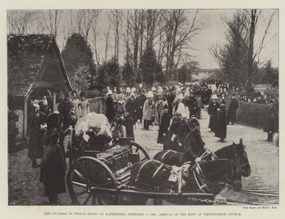 1896年2月5日、バッテンベルクのヘンリー王子の葬儀、ウィッピンガム教会での遺体の到着 作： English Photographer