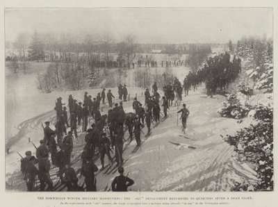 ノルウェーの冬季軍事作戦、偽の戦いの後、スキーの分遣隊がクォーターに戻る 作： English Photographer
