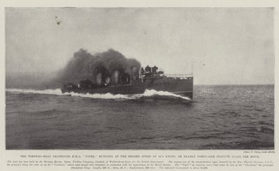 魚雷艇駆逐艦HMSバイパー、1時間あたり35.5ノット、またはほぼ41法定マイルの記録速度で稼働 作： English Photographer