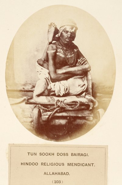 J. Forbes Watson著、The People of Indiaのヒンズー教の宗教的指導者、アラハバードのTun Sookh Doss Bairagoが1868年に出版（アルブメンプリント） 作： English Photographer