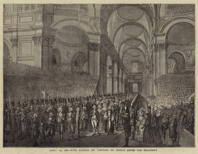 1789年4月23日、回復後のセントポールを訪れるジョージ3世（エングレービング 作： English School