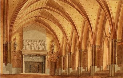バロニアル・ホール 1840年頃 （水彩画） 作： English School