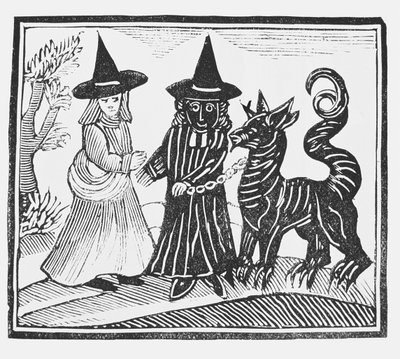 黒い魔女と悪魔の動物の魔女、esotericaのchapbooksのコレクションのイラスト 作： English School
