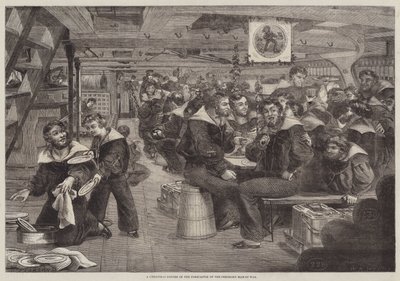 ペンブローク・マン・オブ・ウォー号の予報室でのクリスマス・ディナー（版画 作： English School