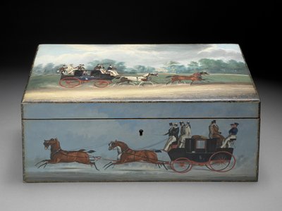 Taglioni Prints、c.1840（果樹に油彩）のシーンで描かれた葉巻箱（背面図は285536を参照） 作： English School