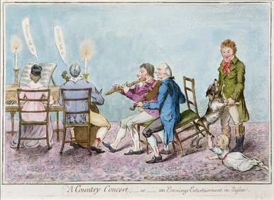 1798年にハンナハンフリーによって出版されたカントリーコンサート、またはサセックスのイブニングエンターテイメント（手描きのエッチング） 作： English School