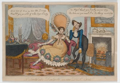 Dandy and Dandyzetteまたはretour De LOpera、c.1820（手塗りの彫刻） 作： English School