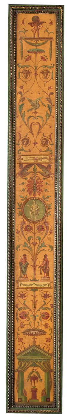 ジョージ3世スタイルのボウフロント書棚、1880年頃（パーセルギルト、グリーン＆ポリクロームペイントされた木材 作： English School