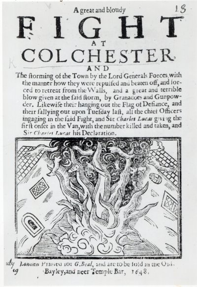 1648年に印刷されたコルチェスターでの大げさな戦い 作： English School