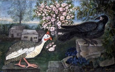 風景の中のギニアフォウルとルック 1800年頃（水彩、ガッシュ、紙） 作： English School