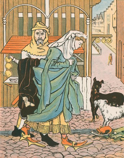 昔、通りを横切る婦人 作： English School
