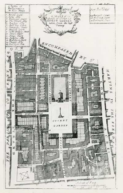前回の調査から抜粋したセント・ポールズ・コヴェント・ガーデン教区の地図 作： English School