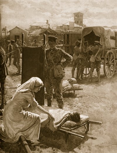 負傷した兵士を扱う医療局、1914-19 作： English School