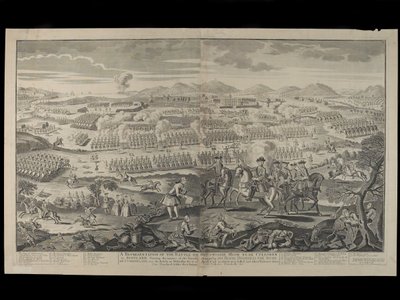 1746年4月16日、スコットランドのカロデン近くにあるドラモシームーアとの戦いの描写（1746年6月30日、ヘンリーオーバートン発行） 作： English School