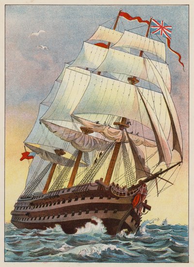 1837 年の戦争の船 (彫刻) 作： English School