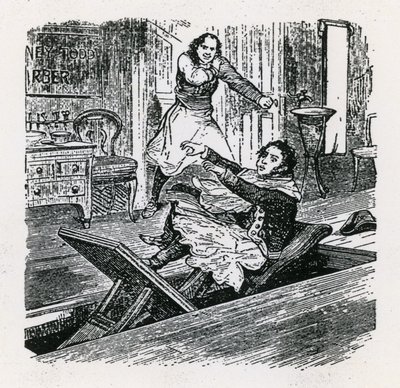 パールストリングまたはフリートストリートの友（1847）、ブリタニア、ホクストン。スウィーニー・トッド 作： English School